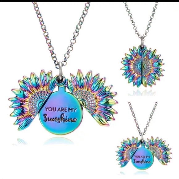 Rainbow You Are My Sunshine Open Locket Necklace - Picture 3 of 8
